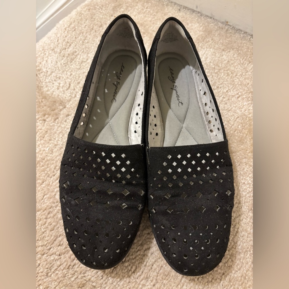 Easy Spirit Black Perforated Loafers Slip-On Flats Size 11